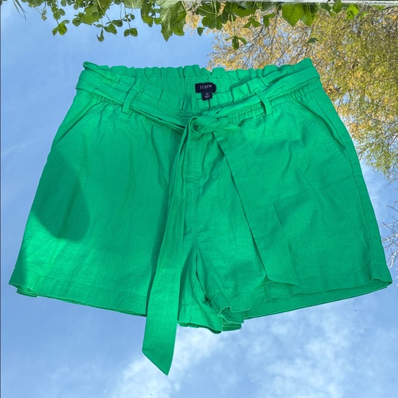 J. Crew Pants - J. Crew Bright Green Tie-Belt High-Waist Shorts